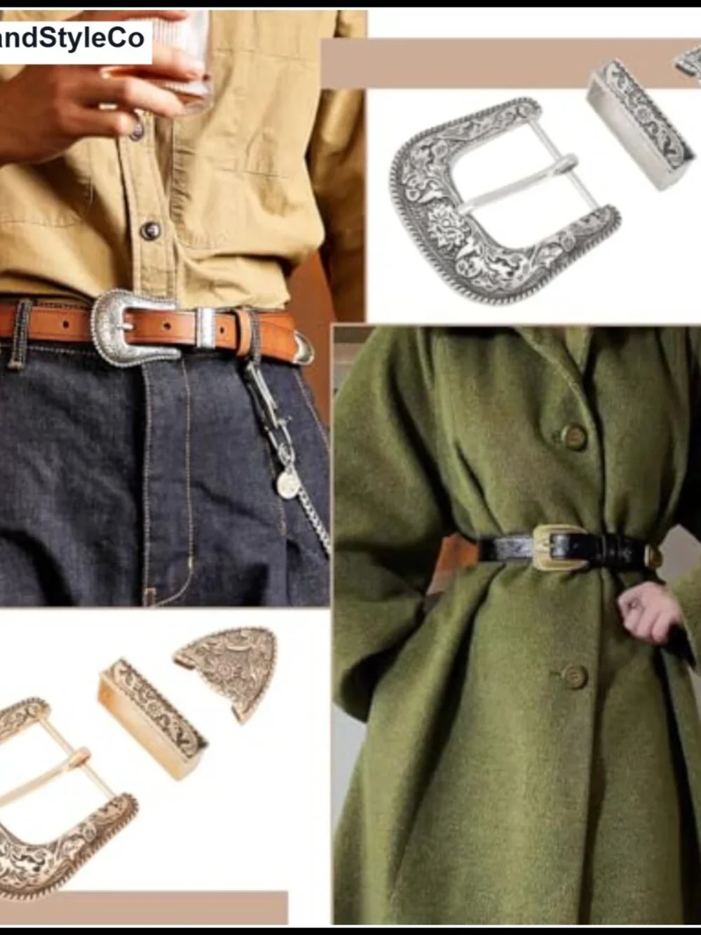 2 Sets Western Cowboy Belt Buckle Replacement with Alloy Retro Design